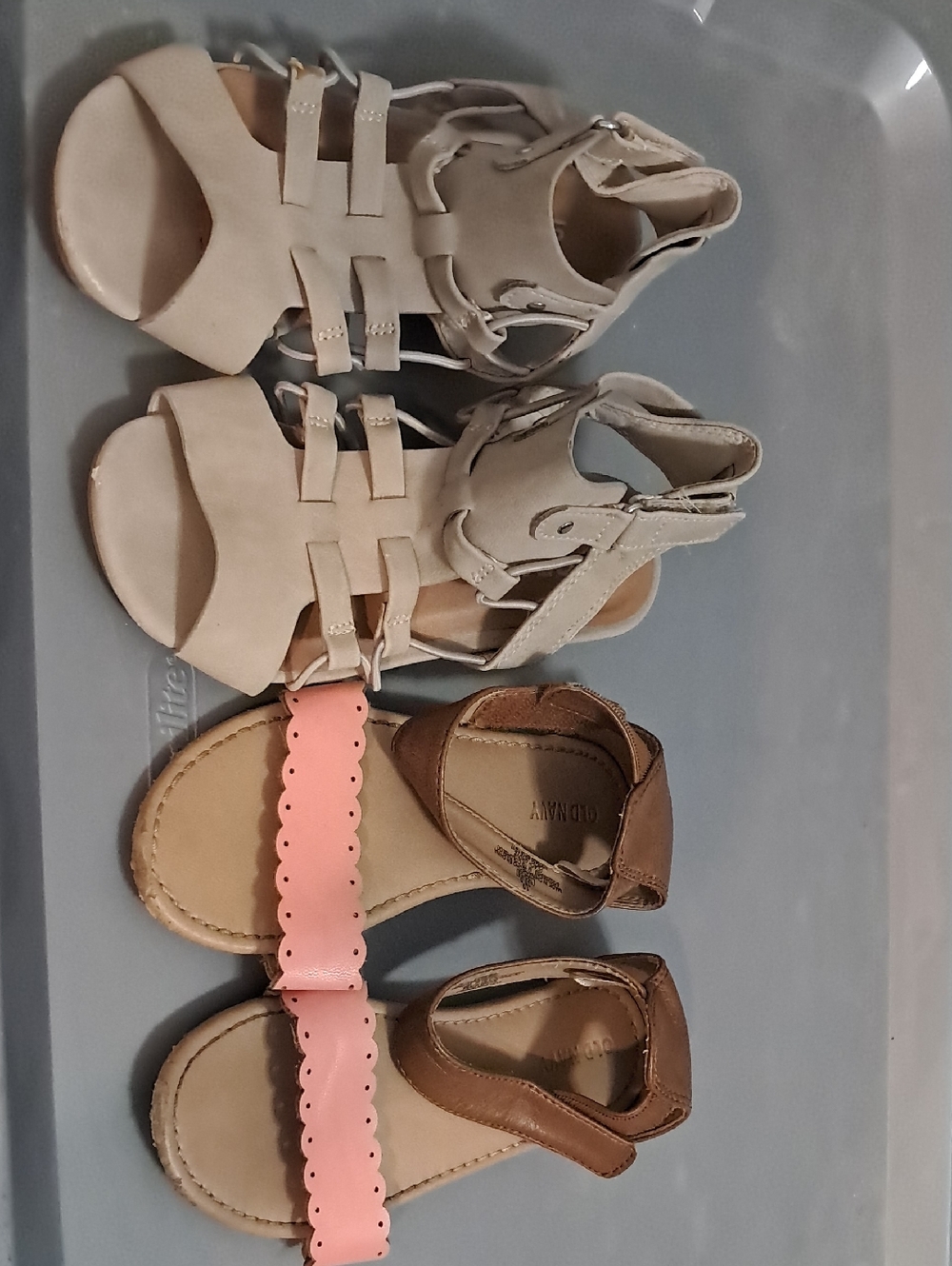 Old Navy Beige Gladiator Sandals & Brown Pink Strap Sandals